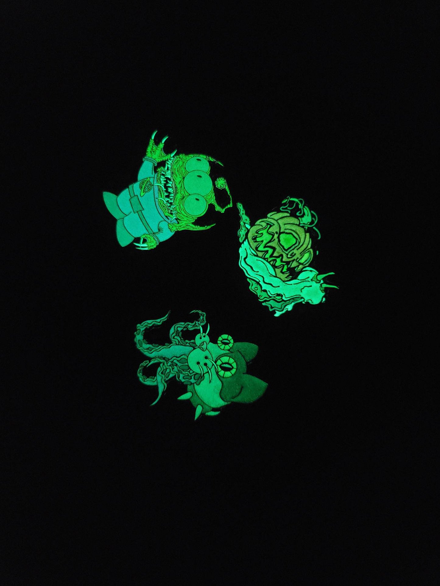 Octopus Cat 1.5 Inch Glow In The Dark Pin