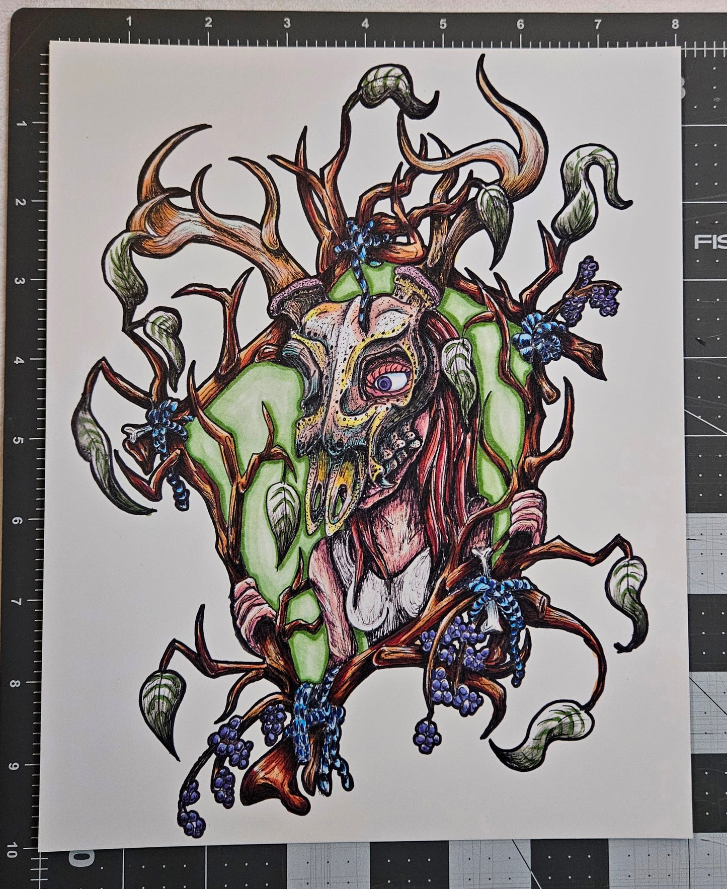 Deer Skull Woman Print