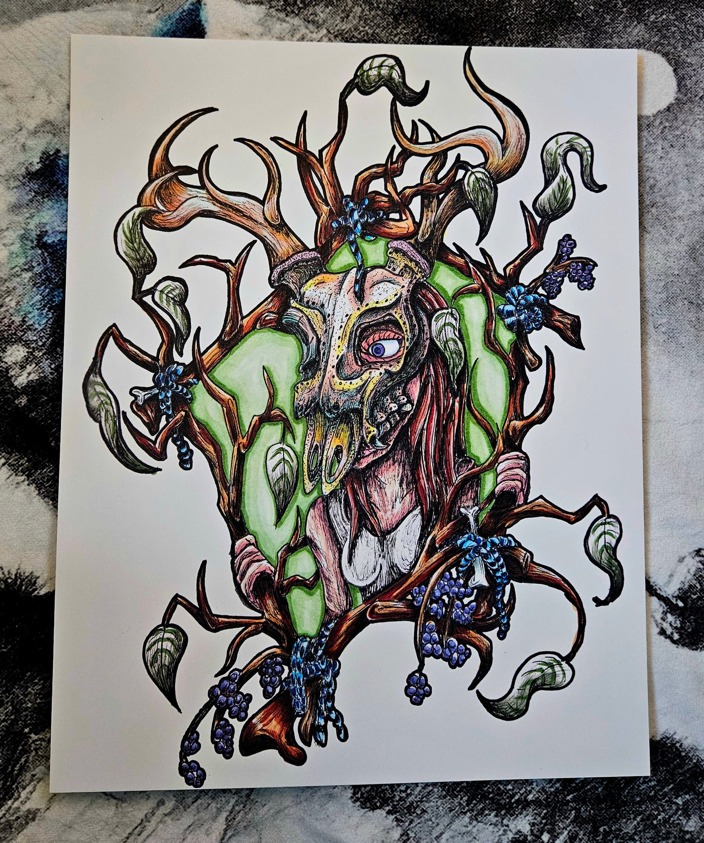 Deer Skull Woman Print