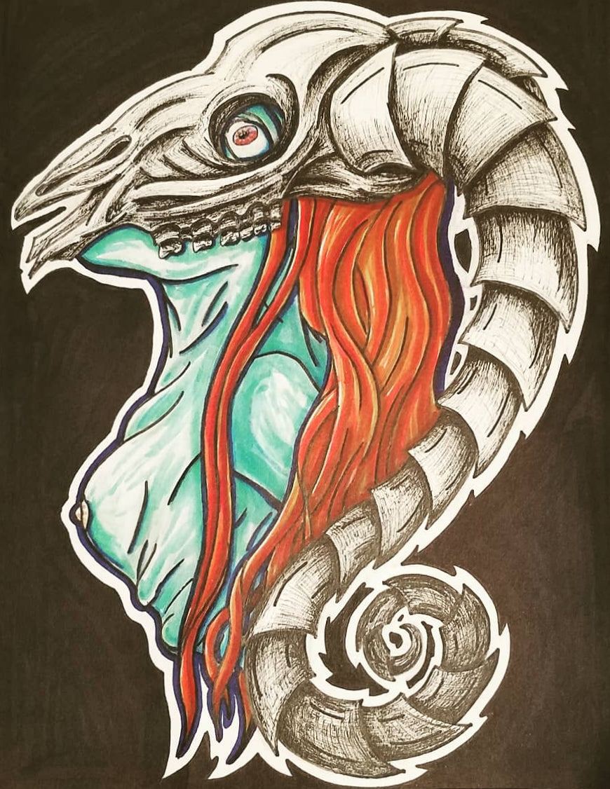 Ram Skull Woman Print