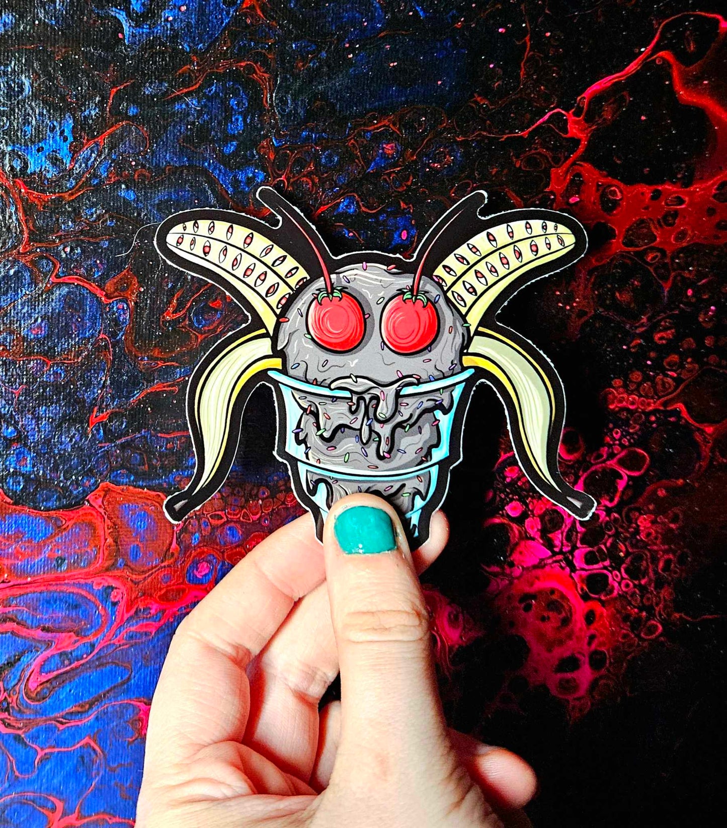 Mothman Cryptid Ice Cream Sticker