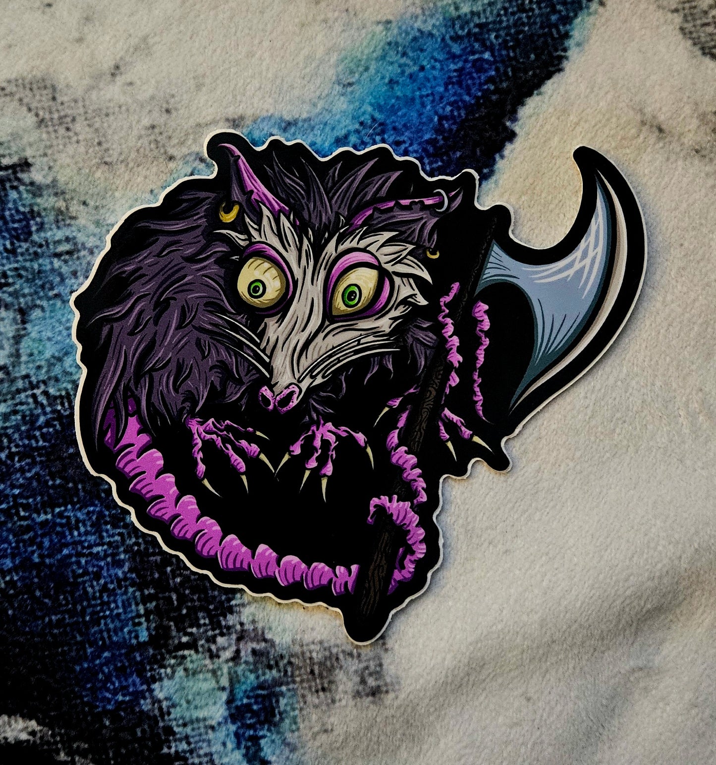 Opossum Axe Sticker
