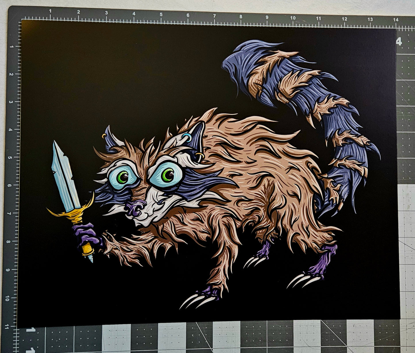 Knife Raccoon Print