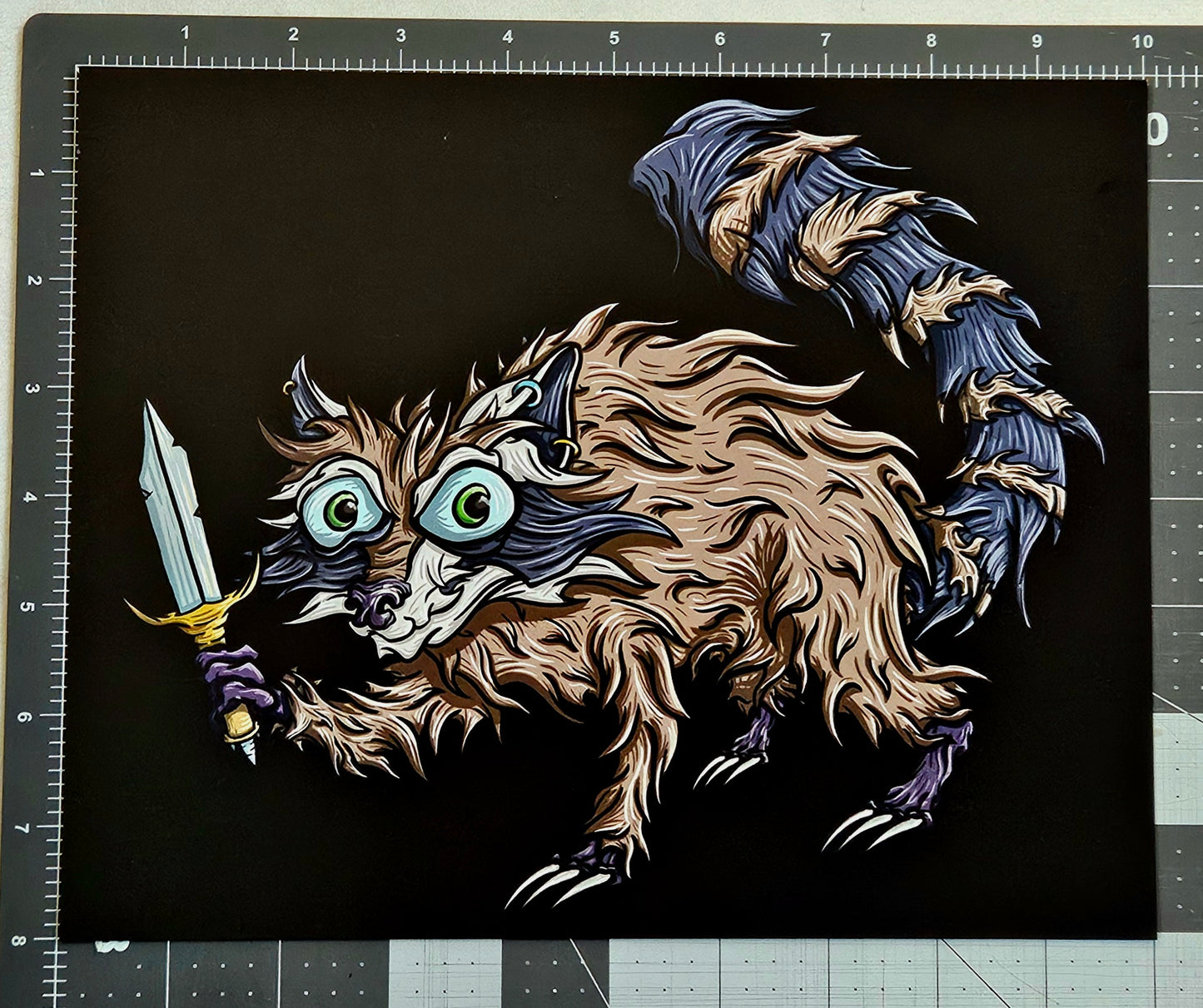 Knife Raccoon Print