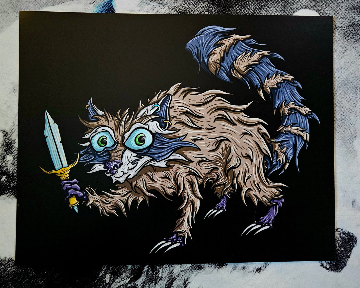 Knife Raccoon Print