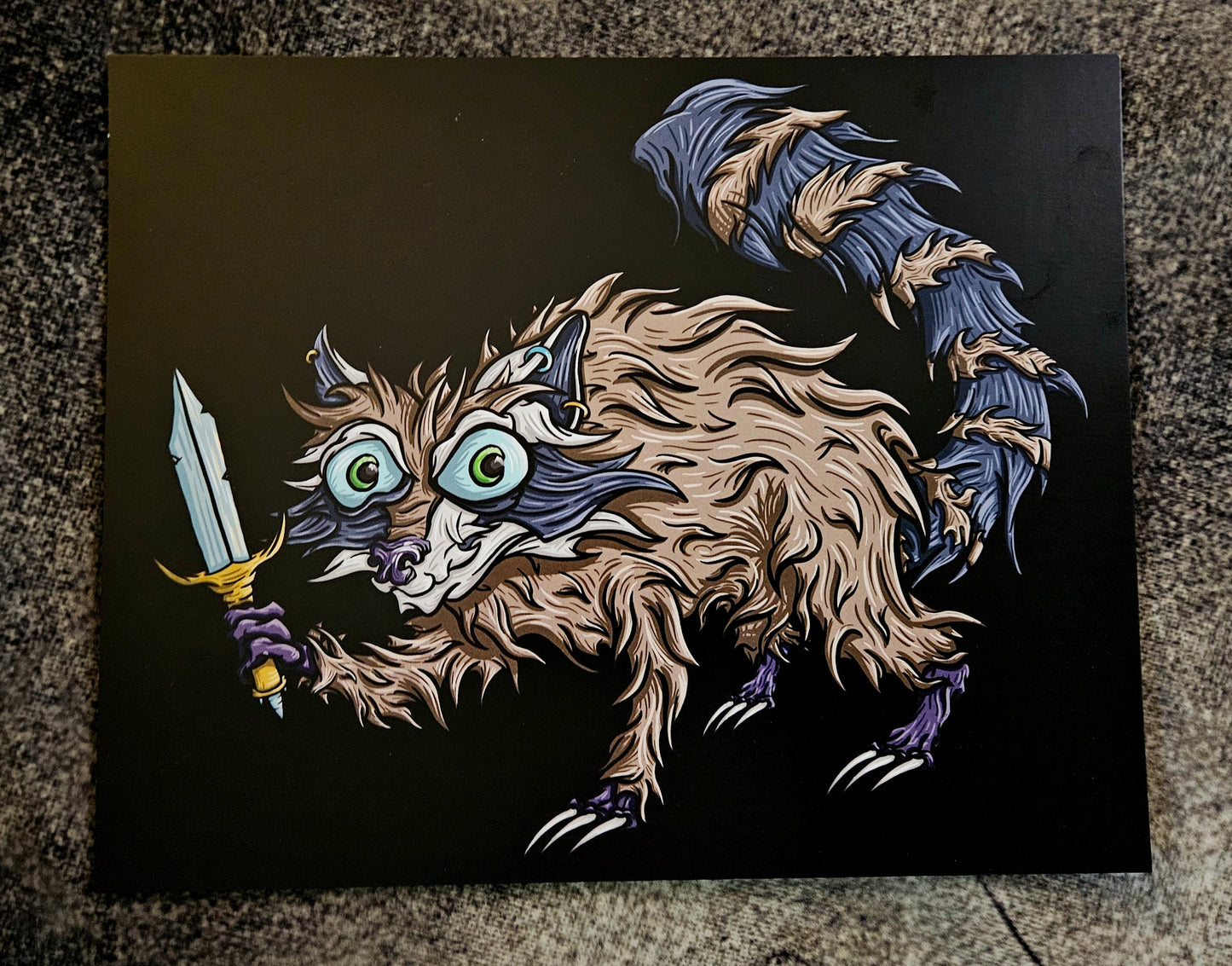Knife Raccoon Print