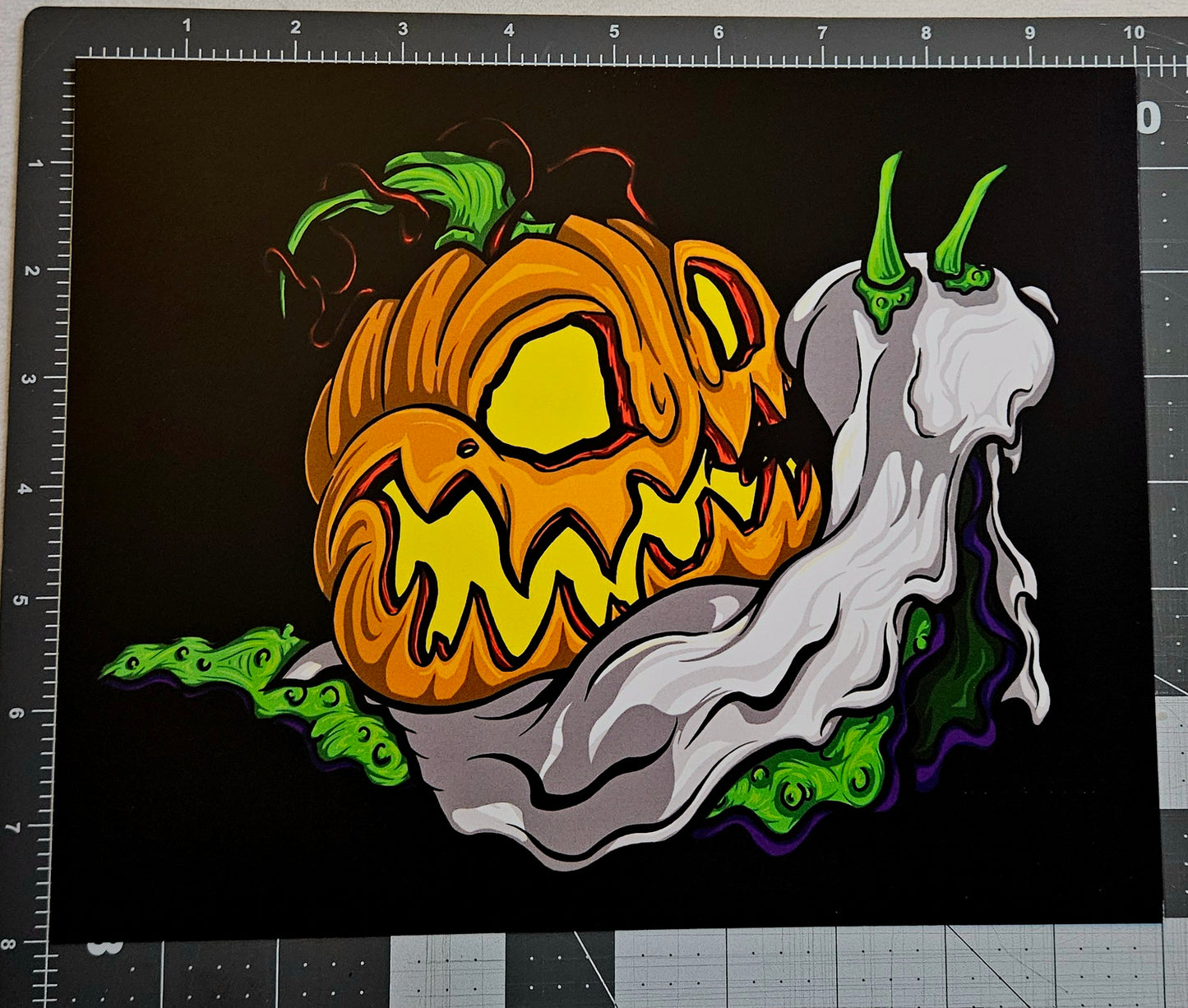 Halloween Jack-O-Lantern Pumpkin Snail Print
