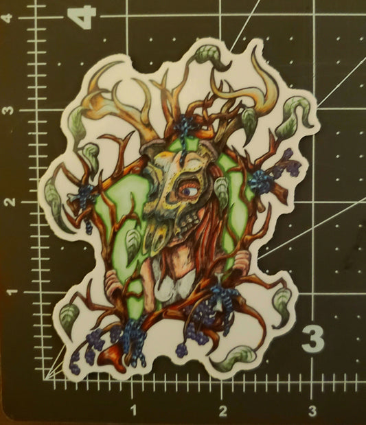 Deer Skull Woman Sticker