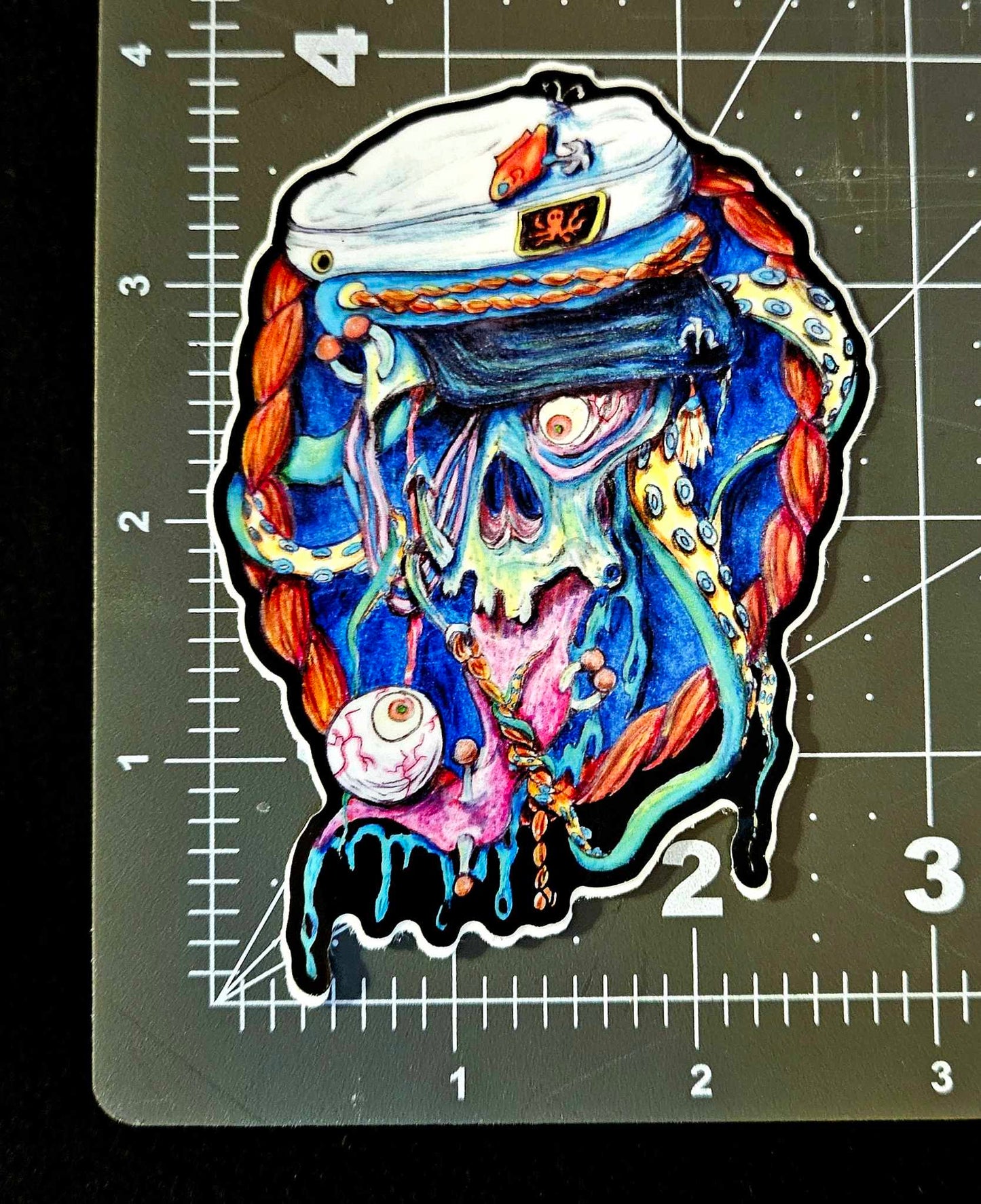 Fisherman Skull Sticker