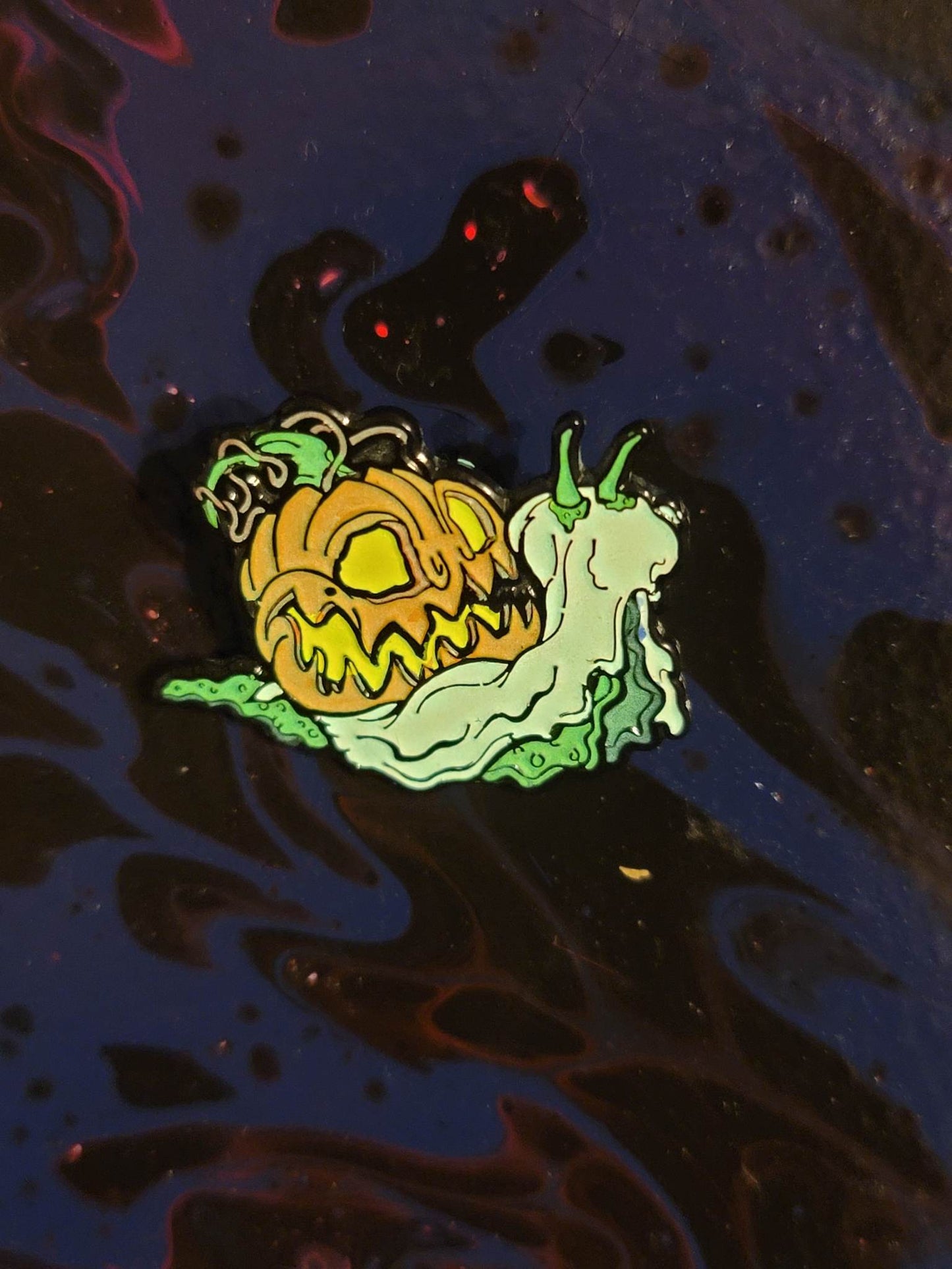 Halloween Ghost Snail 1.5 Inch Glow In The Dark Pin