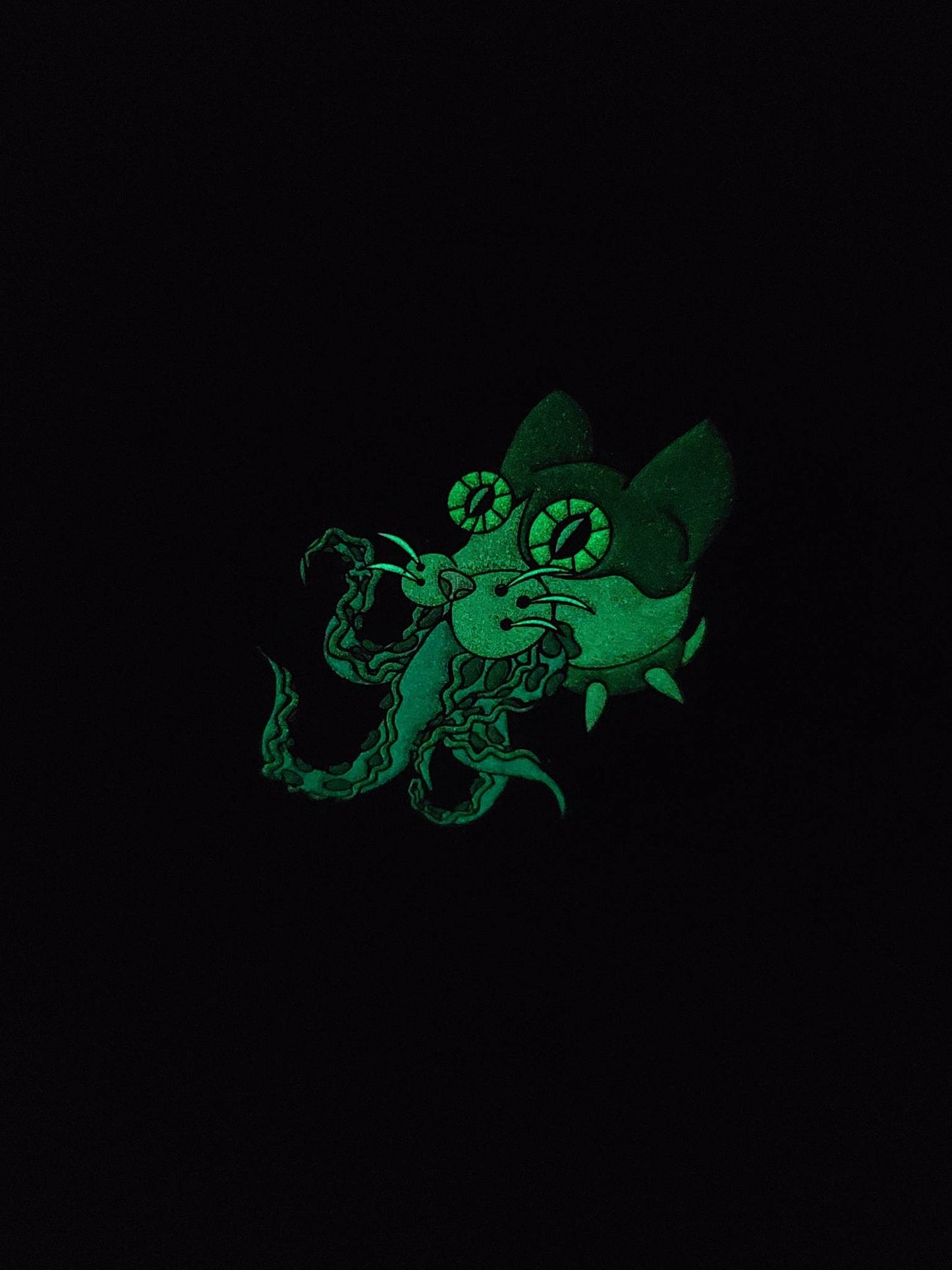Octopus Cat 1.5 Inch Glow In The Dark Pin