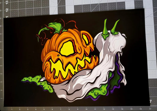 Halloween Jack-O-Lantern Pumpkin Snail Print