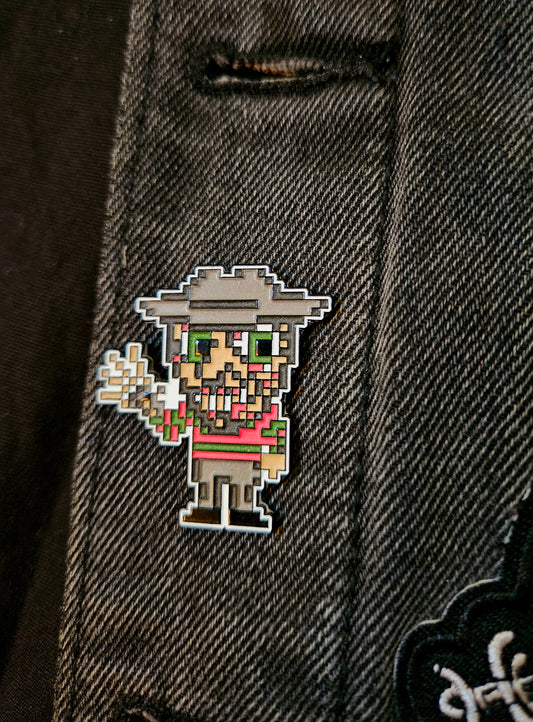 Freddy Krueger Pixel Art 1.5 Inch Glow In The Dark Pin