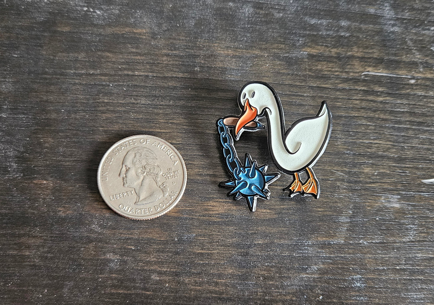 Goose Flail 1.5 Inch Glow In The Dark Pin