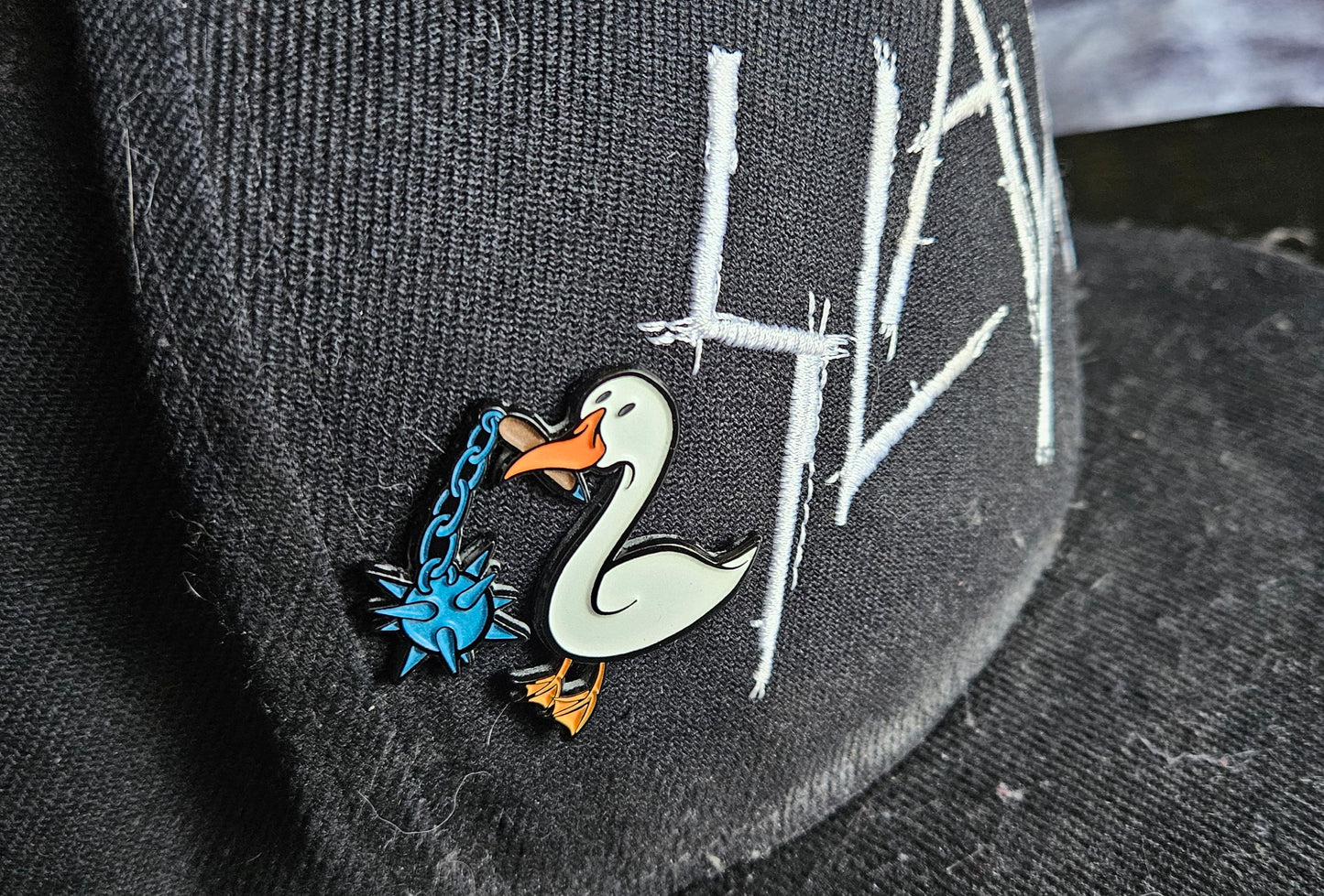 Goose Flail 1.5 Inch Glow In The Dark Pin