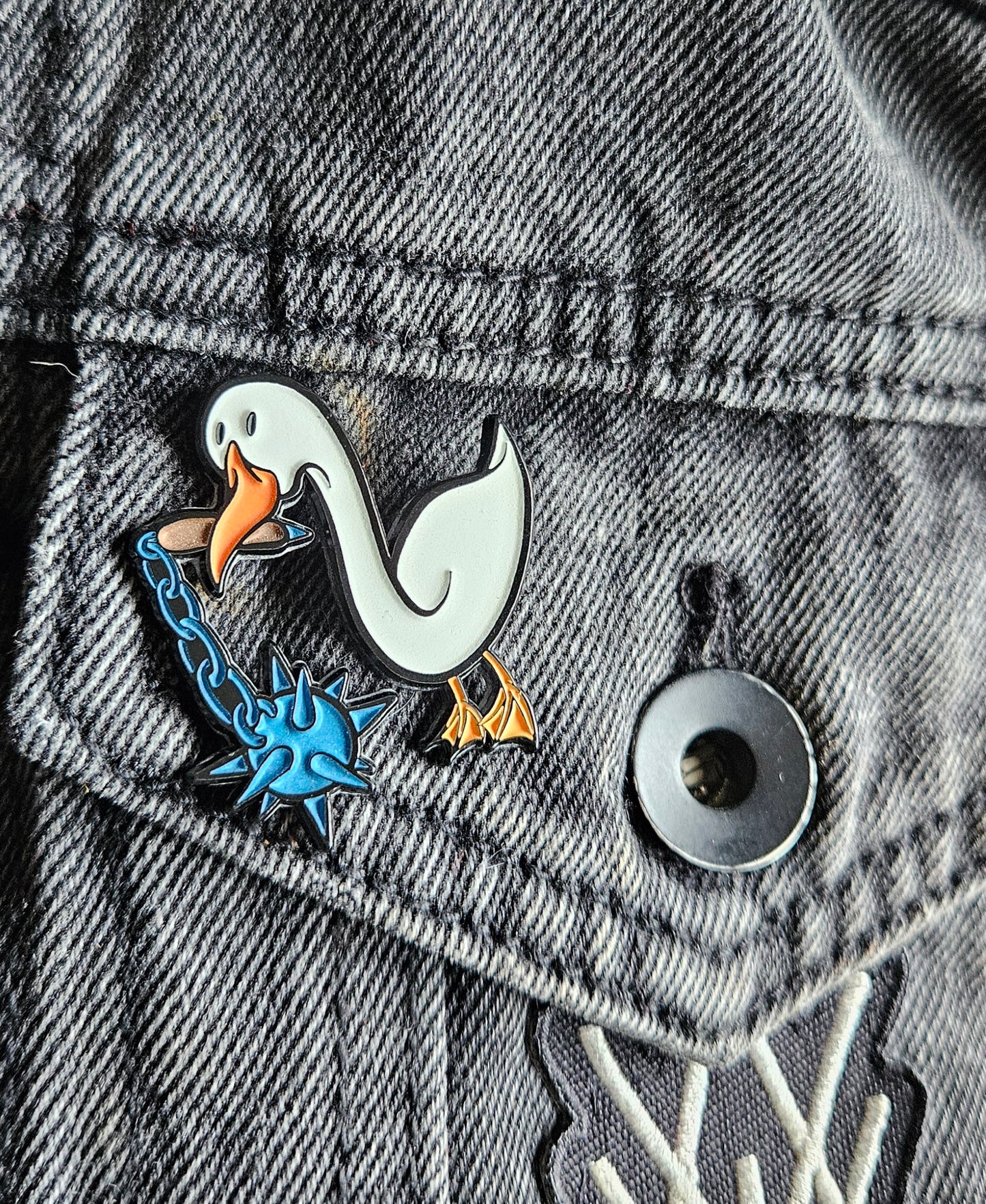Goose Flail 1.5 Inch Glow In The Dark Pin
