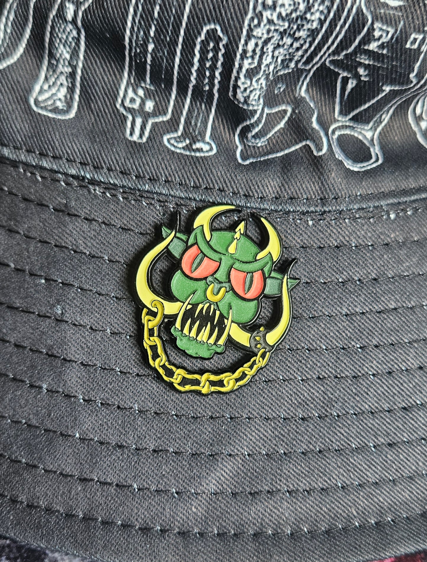 Hodag Motorhead 1.5 Inch Glow In The Dark Pin