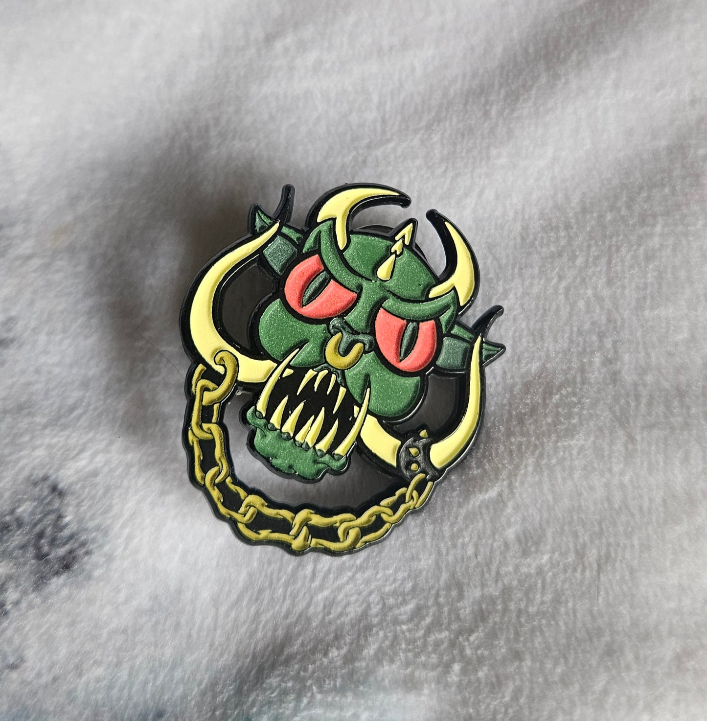 Hodag Motorhead 1.5 Inch Glow In The Dark Pin