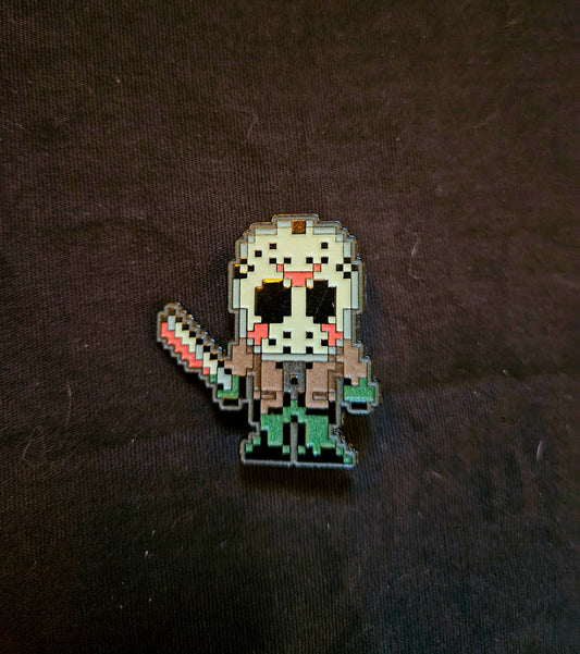 Jason Vorhees Pixel Art 1.5 Inch Glow In The Dark Pin