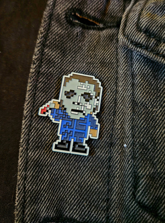 Michael Myers Pixel Art 1.5 Inch Glow In The Dark Pin