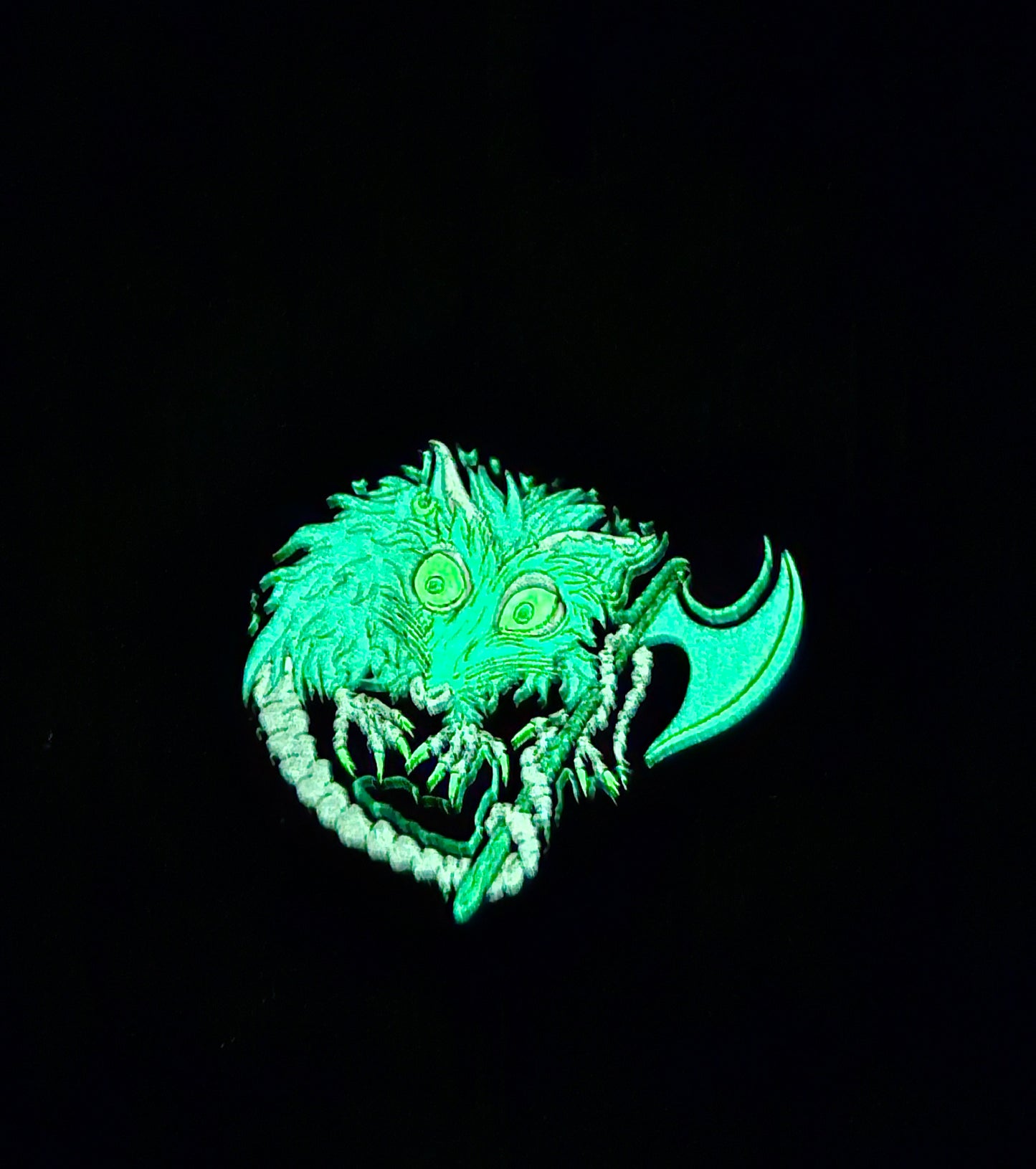 Opossum Axe 1.5 Inch Glow In The Dark Pin