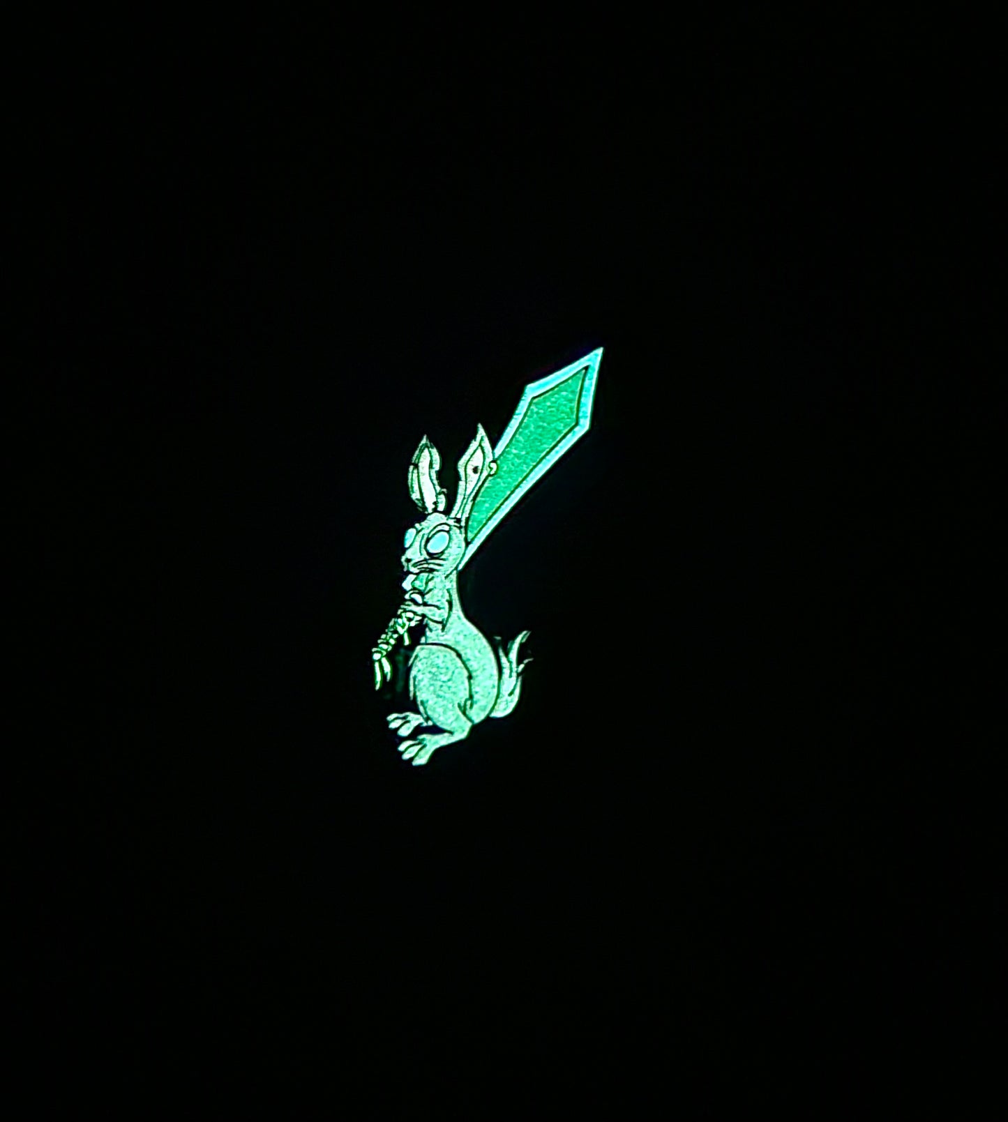 Rabbit Sword 1.5 Inch Glow In The Dark Pin