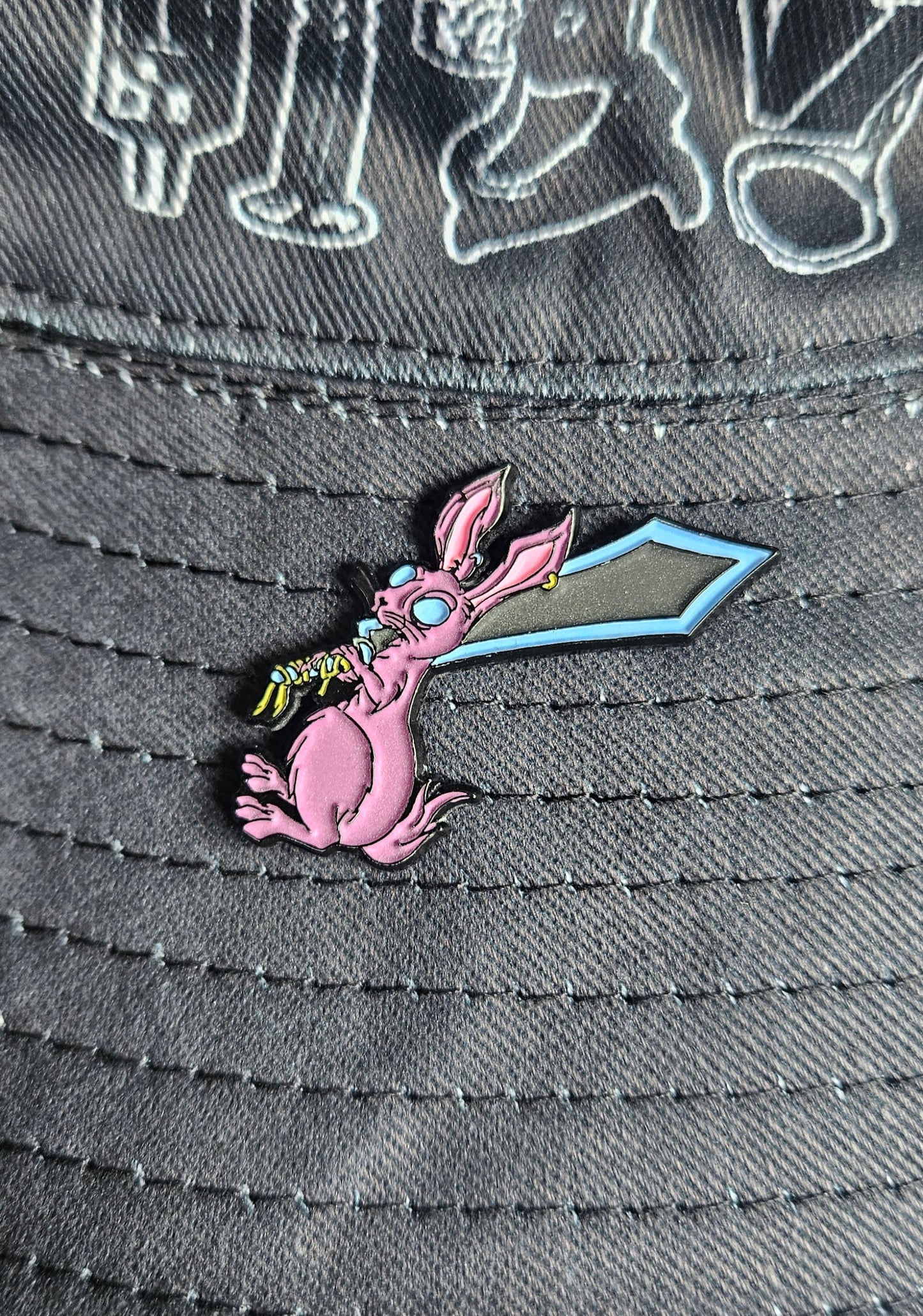 Rabbit Sword 1.5 Inch Glow In The Dark Pin