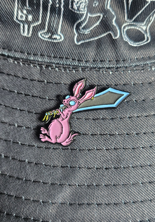 Rabbit Sword 1.5 Inch Glow In The Dark Pin