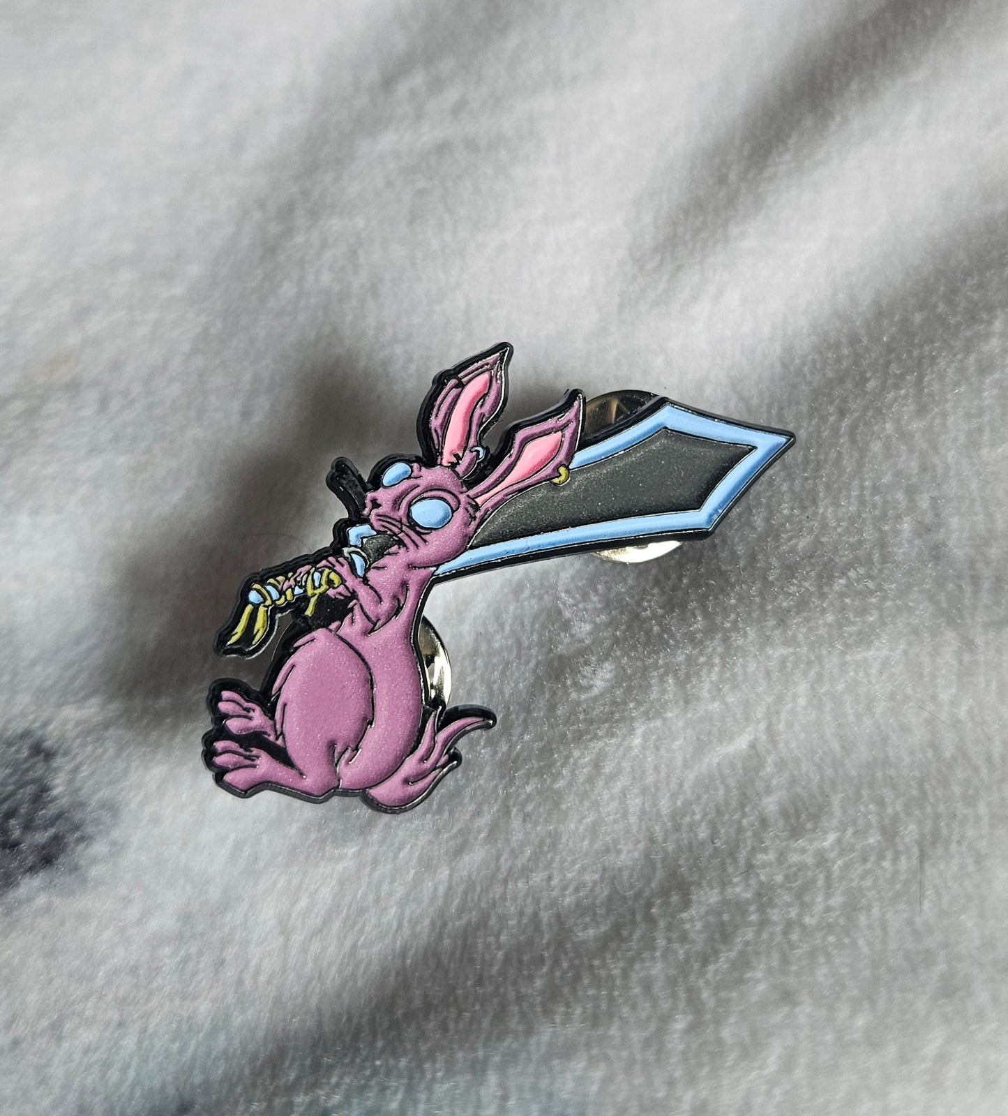 Rabbit Sword 1.5 Inch Glow In The Dark Pin
