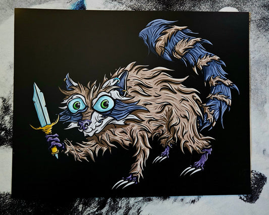 Knife Raccoon Print