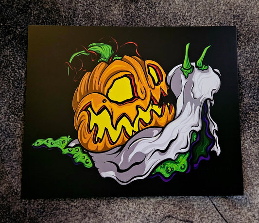 Halloween Jack-O-Lantern Pumpkin Snail Print
