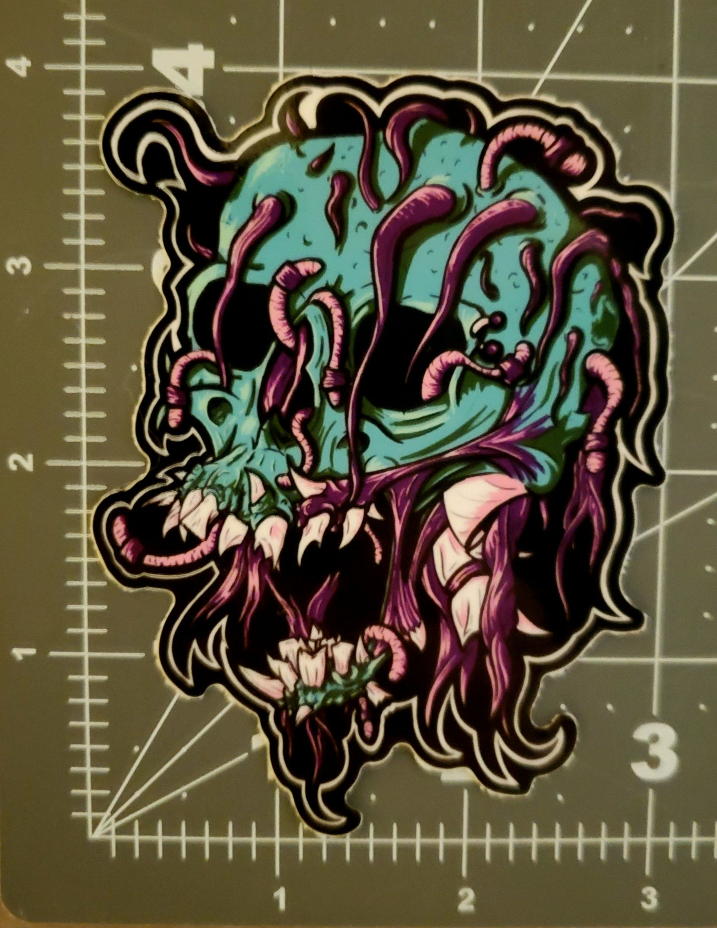 Worm Skull Sticker