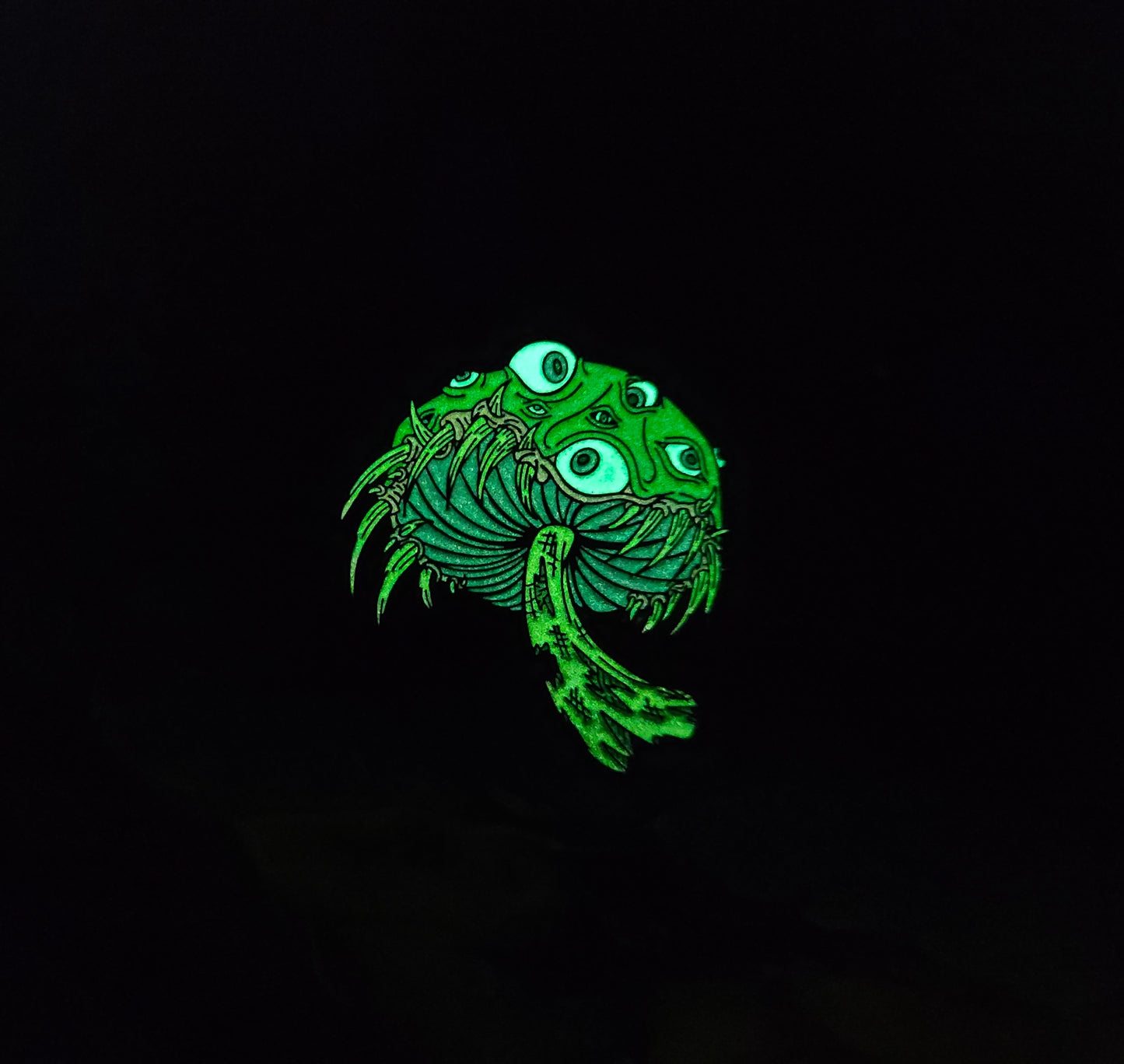 Mushroom Teeth Monster 1.5 Inch Glow In The Dark Pin