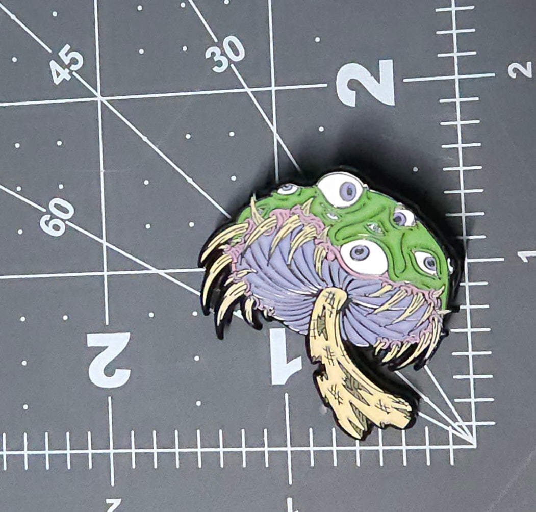 Mushroom Teeth Monster 1.5 Inch Glow In The Dark Pin