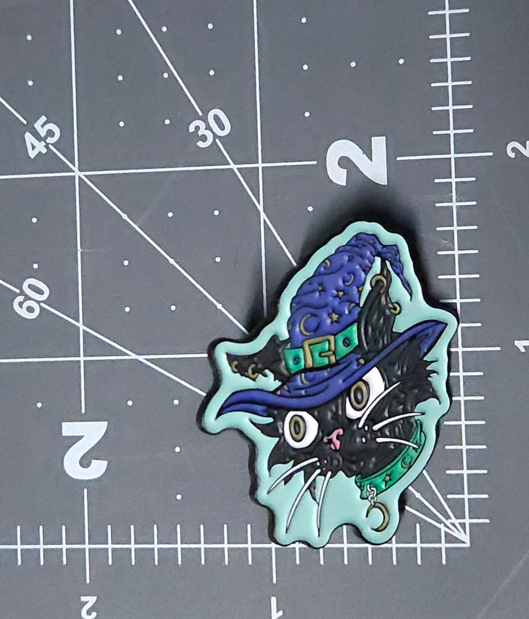 Witch Cat 1.5 Inch Glow In The Dark Pin